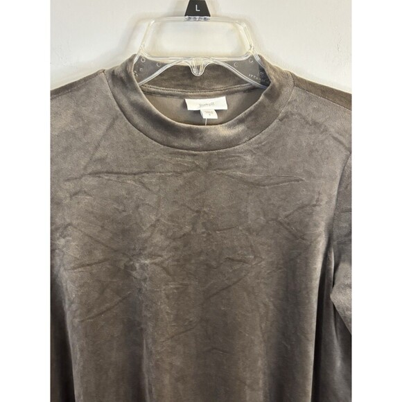 J JILL Mocha Dipped Hem Crushed Velour Dress Women Small Velvet Pockets Winter - Picture 8 of 13